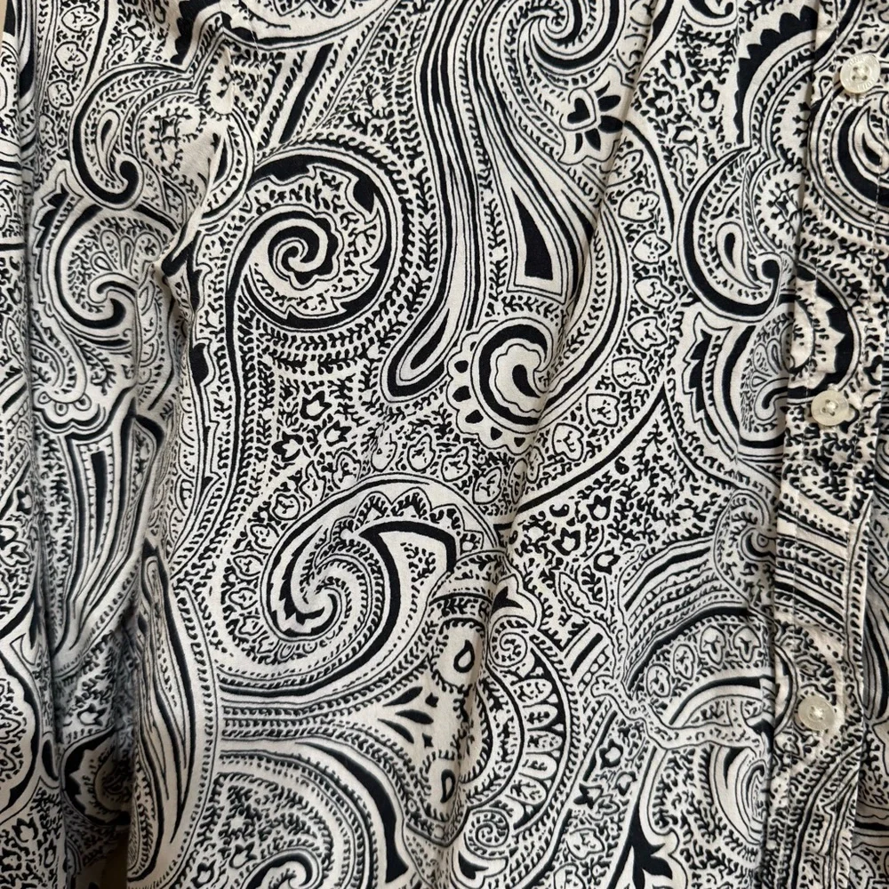 CHAPS Women’s Black and White Paisley Button-Up Shirt - Picture 3 of 4